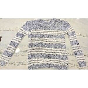Zeva Sweater Womens Medium Fuzzy Striped Pullover Soft Cozy Lightweight